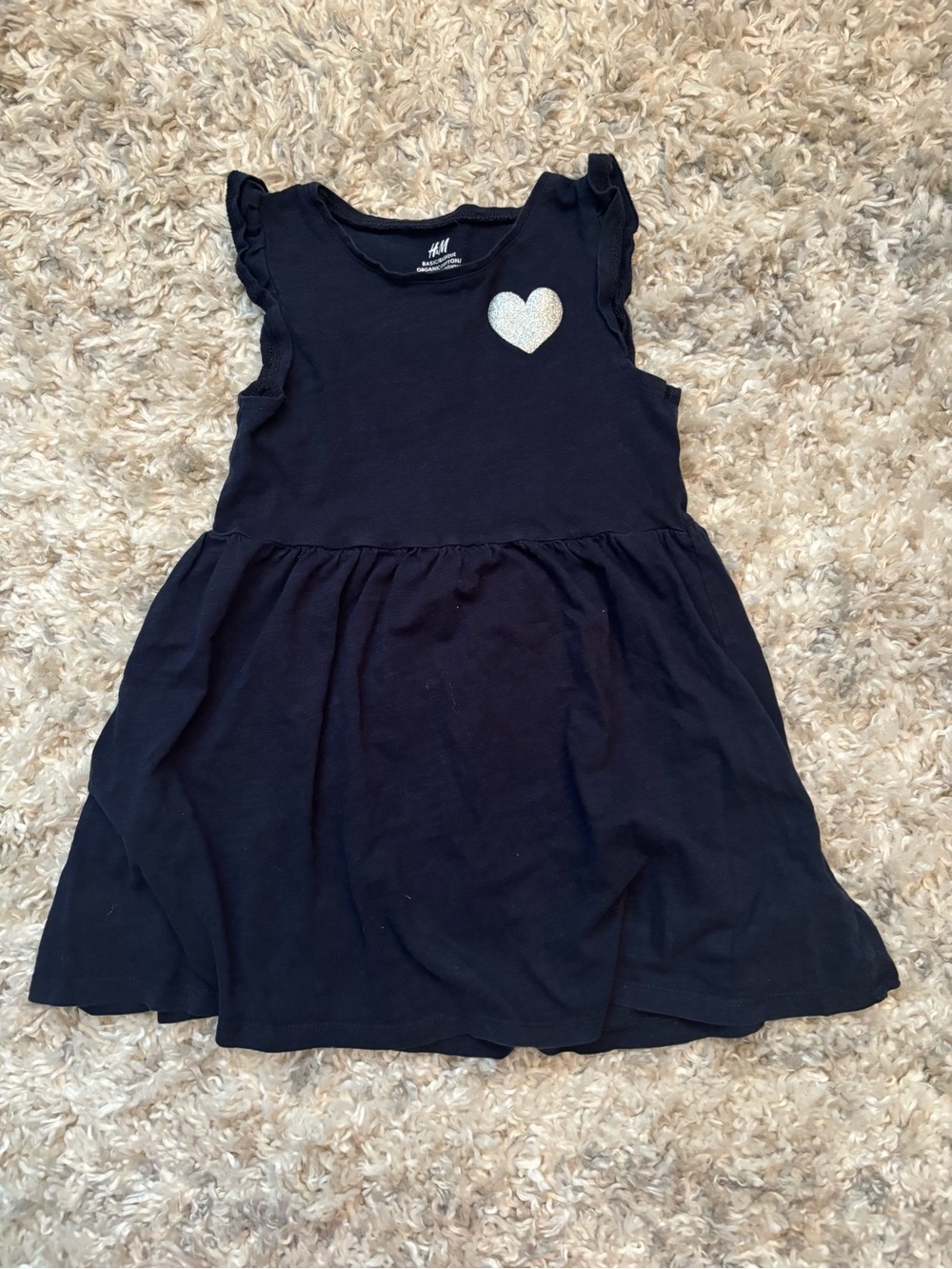 H&M Navy Girls' Dress with Silver Heart Accent